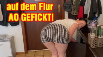 Fucked away AO by the neighbor in the hallway!