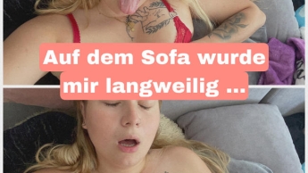 Breasts shown and fingered while watching TV