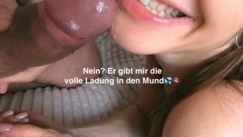 Close up blowjob in swimsuit with a huge load of cum in my mouth