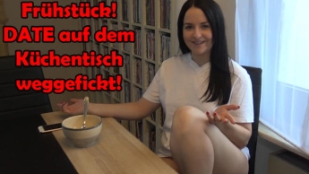 Creampie breakfast! Date fucked away on the kitchen table!