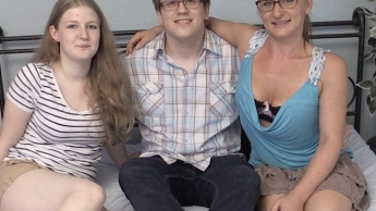 First threesome with nerd Simon, teen Julia and student Aneta !!