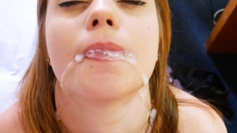 Hotel room sex on vacation with huge cumshot in mouth!!