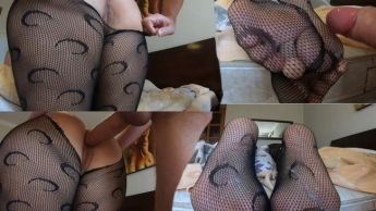Lover ripped pantyhose on my ass and fucked me in doggystyle