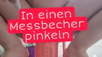 Pee in a measuring cup