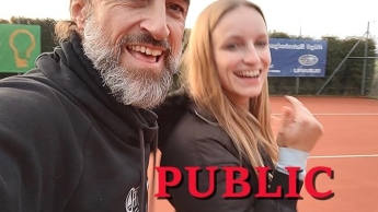 Public fucked on the tennis court! HD