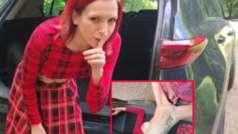 When his wife finds out! Parking lot meeting filmed by the rear view camera!