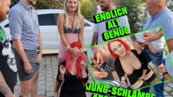 Young bitch finally old enough! Made a gangbang slut on her birthday!