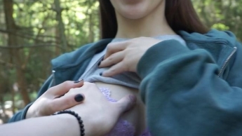 cum games!! Interrupted during blowjob in the forest??!!