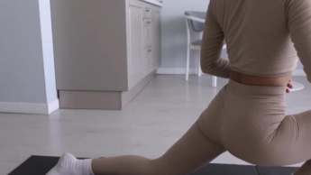 Sex with a hot step mother in yoga pants .