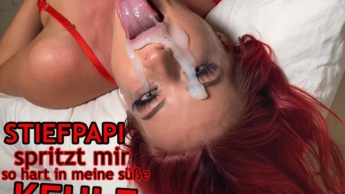 Step dad squirts so hard into my sweet throat!