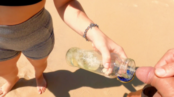 drinking pee on a public beach, I drank more than 3 liters !!! and then i peed myself