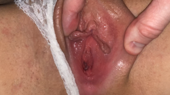 Fucking and masturbating tight pussy in white lingerie! POV!