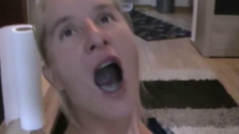 Stepdaughter blowing and swallowing …