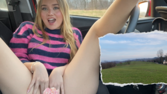 Spontaneously fingered in the car and almost got caught!