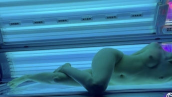 Caught having an orgasm in the solarium