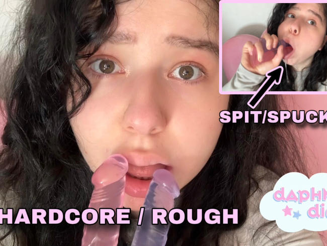 My first DOUBLE SLOPPY BLOWJOB, at 18!!! (GAGING, ROUGH & AHEGAO)