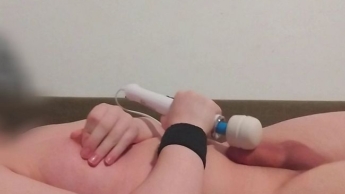 19-year-old trans girl plays intensely with massage stick and shows everything
