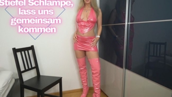 Fuck the hot boot slut, let’s cum together.