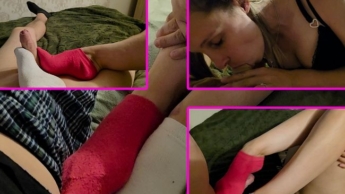 Got new socks and tested them on my stepbrother’s cock!!