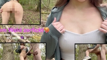 Outdoor CREAMPIE!! Teen pussy ripped apart bareback in the FOREST???