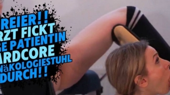 THREESOME!! DOCTOR FUCKS YOUNG GRANTOR HARDCORE IN THE GYNO CHAIR
