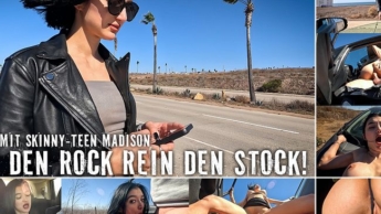 UP YOUR SKIRT AND GET IN THE COCK! Car-Sex with Skinny-Teen Madison