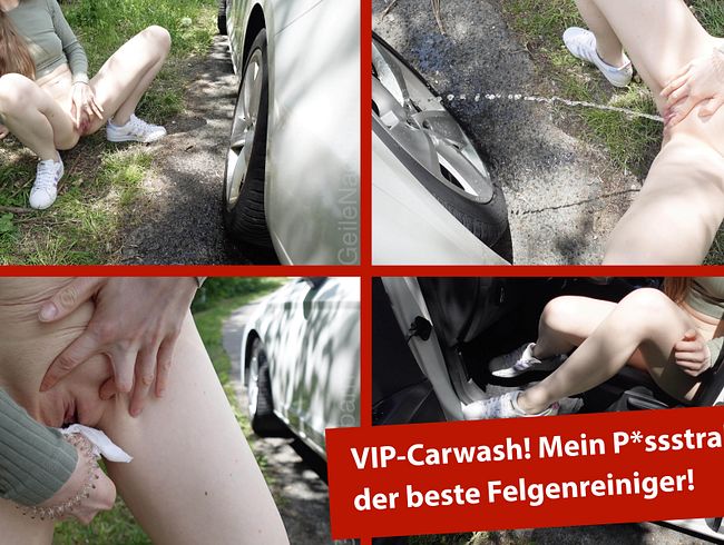 Deluxe wheel care – My pee jet does it better than any car wash!