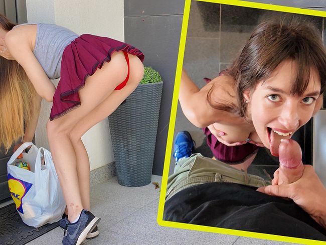 Do only sluts say thank you like that? Neighbor milked in the stairwell