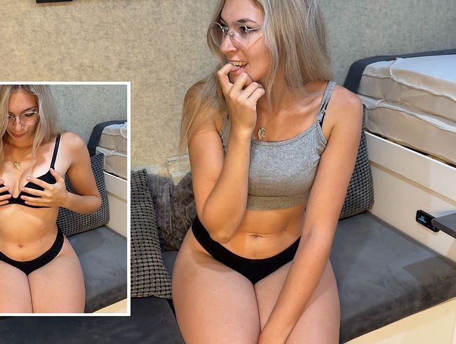 Almost CAUGHT? Hot ORGASM in the CAMPER!!