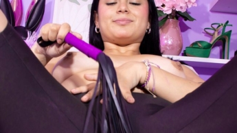 Lucy spanks her pussy with her favorite lycra!!!!