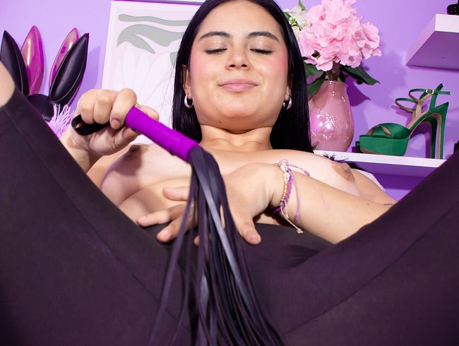 Lucy spanks her pussy with her favorite lycra!!!!