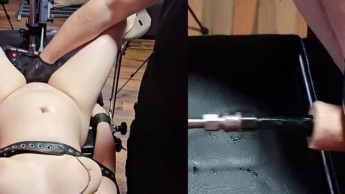 Now the long cock is used on the fucking machine