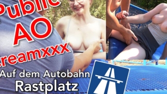 Public AO Creampie Horny inseminated at the rest stop!!!