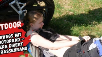 Secretly fingered on a biker tour until a double orgasm!