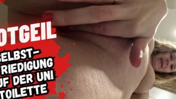 Young student slut gets it on in university toilet!