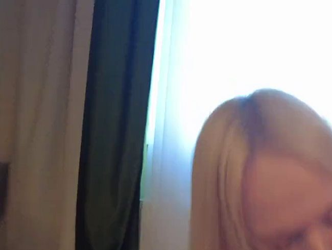 A cute neighbor helps an adult man give a sperm sample with her mouth