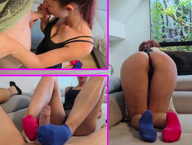He’s horny for his stepsister! I suck his cock and pleasure him with my feet!