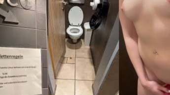 I shove a dildo into my little pussy on the toilet while I wait for my BURGER.