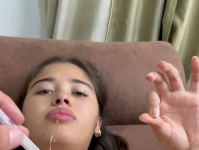 Innocent stepsisters fuck in POV and eat cum