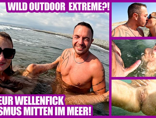 WILD OUTDOOR EXTREME?! AMATEUR WAVE FUCK ORGASM IN THE MIDDLE OF THE SEA!