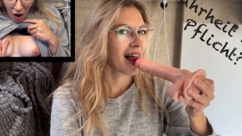 Dirty truth or dare? Pussy covered in cum!