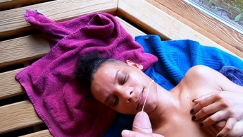 PUBLIC SAUNA QUICKIE with teeny African