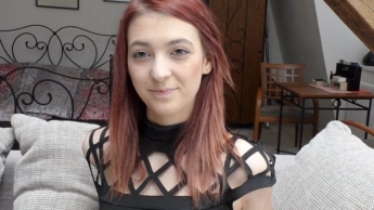 Shy 18-year-old novice at the first casting