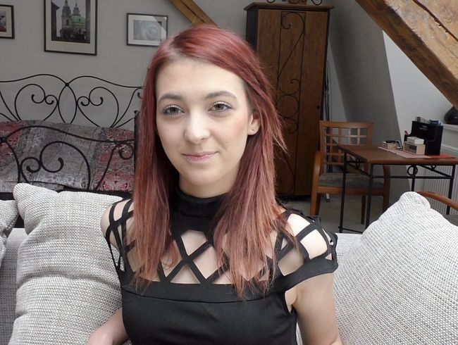Shy 18-year-old novice at the first casting