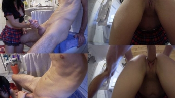 Teen slut grabs cock to play and doggy fuck