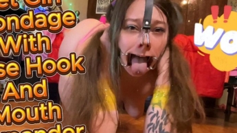 Bondage Pet Girl Crawls On All Fours With Vibrator Tie To Her Pussy