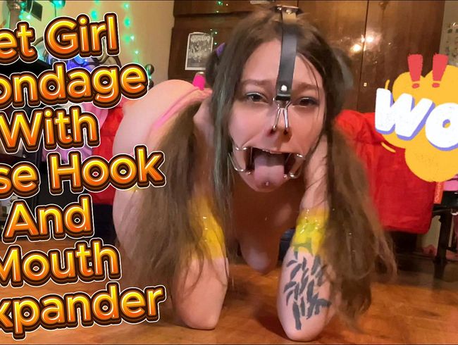 Bondage Pet Girl Crawls On All Fours With Vibrator Tie To Her Pussy