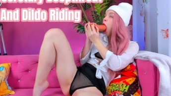 Hot Secretary Deepthroat And Dildo Riding