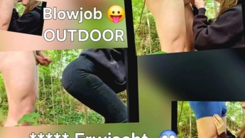 Outdoor blowjob in the woods! We got caught!