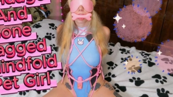 Bondage And Bone Gagged Blindfold Pet Girl